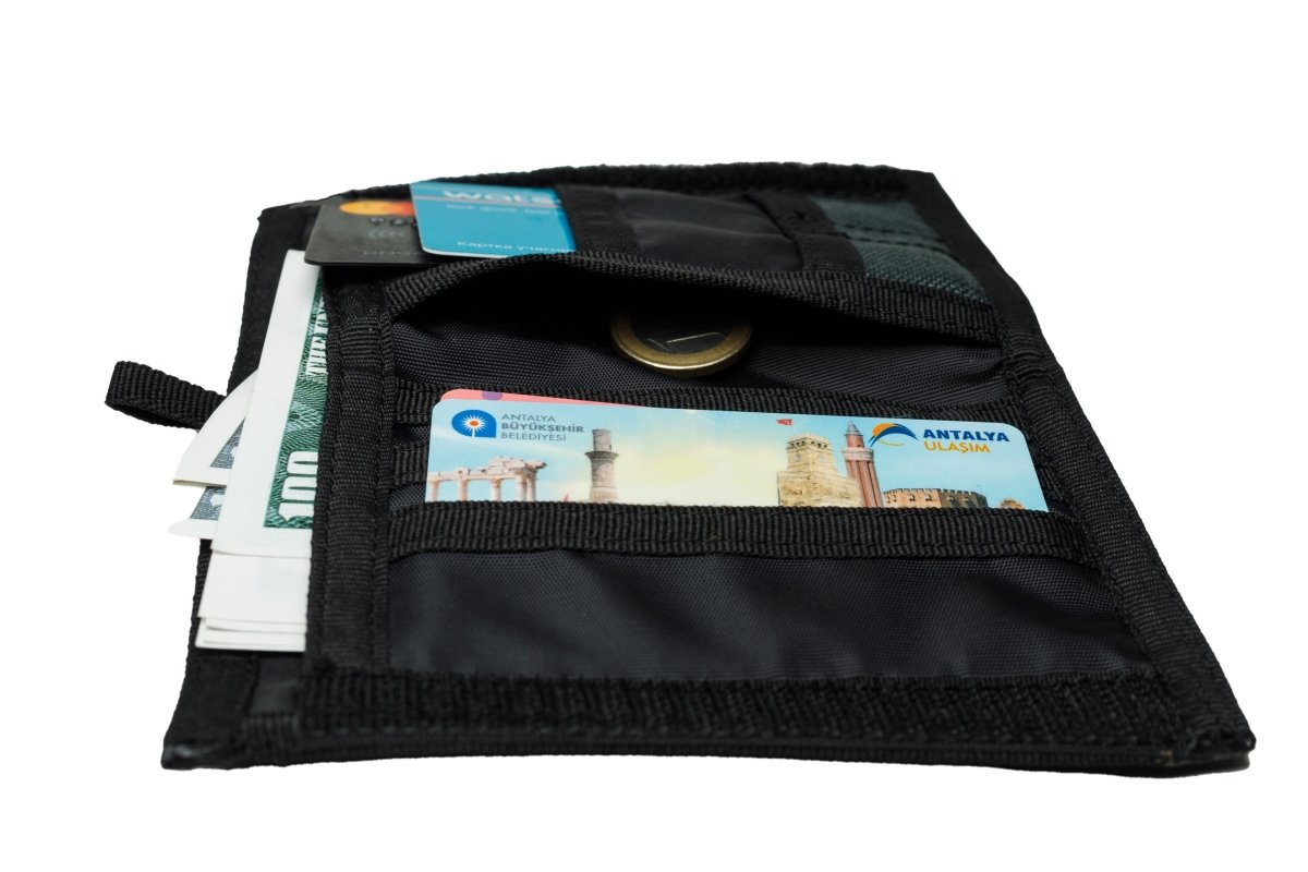Chameleon Velcro Bifold Mens Wallet - Military Tactical Men Wallet - Canvas Thin Front Pocket Travel Bi - Fold Wallet - Best Nylon Travel Pouch - Grey - Leather Wallet for Men | Chameleon Wallets