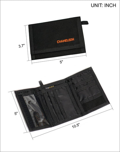 Chameleon Tactical Trifold Wallet – Military - Grade Nylon, Slim Front Pocket Design, ID & Coin Holder, Water - Resistant Gear for Men - Black - Leather Wallet for Men | Chameleon Wallets