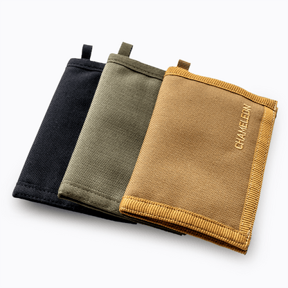 Chameleon Velcro Bifold Mens Wallet - Military Tactical Men Wallet - Canvas Thin Front Pocket Travel Bi - Fold Wallet - Best Nylon Travel Pouch - Coyote - Leather Wallet for Men | Chameleon Wallets