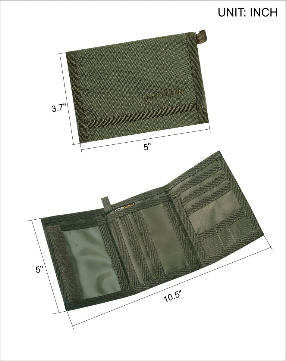 Chameleon Tactical Trifold Wallet – Military - Grade Nylon, Slim Front Pocket Design, ID & Coin Holder, Water - Resistant Gear for Men - Olive - Leather Wallet for Men | Chameleon Wallets