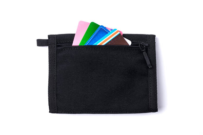 Chameleon Velcro Trifold Mens Wallet - Military Tactical Men Wallets - ID Card Holder - Canvas Thin Front Pocket Travel Wallet - Coin Zipper Pocket - Black - Leather Wallet for Men | Chameleon Wallets