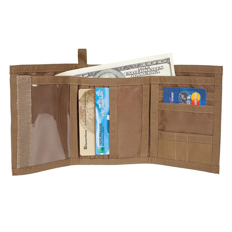 Chameleon Velcro Trifold Mens Wallet - Military Tactical Men Wallets - ID Card Holder - Canvas Thin Front Pocket Travel Wallet - Coin Zipper Pocket - Coyote - Leather Wallet for Men | Chameleon Wallets