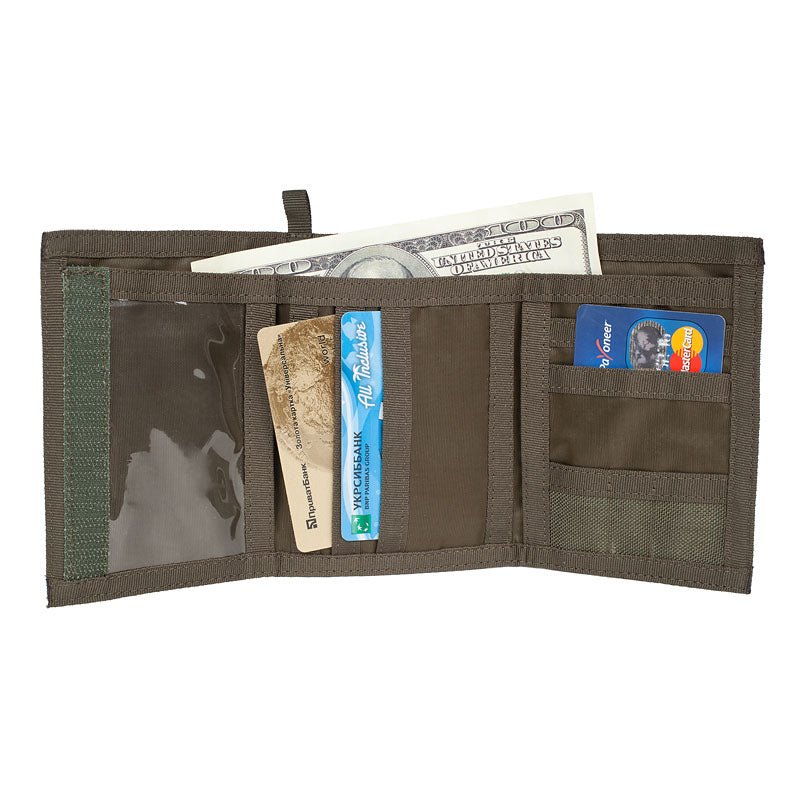 Chameleon Velcro Trifold Mens Wallet - Military Tactical Men Wallets - ID Card Holder - Canvas Thin Front Pocket Travel Wallet - Coin Zipper Pocket - Olive - Leather Wallet for Men | Chameleon Wallets