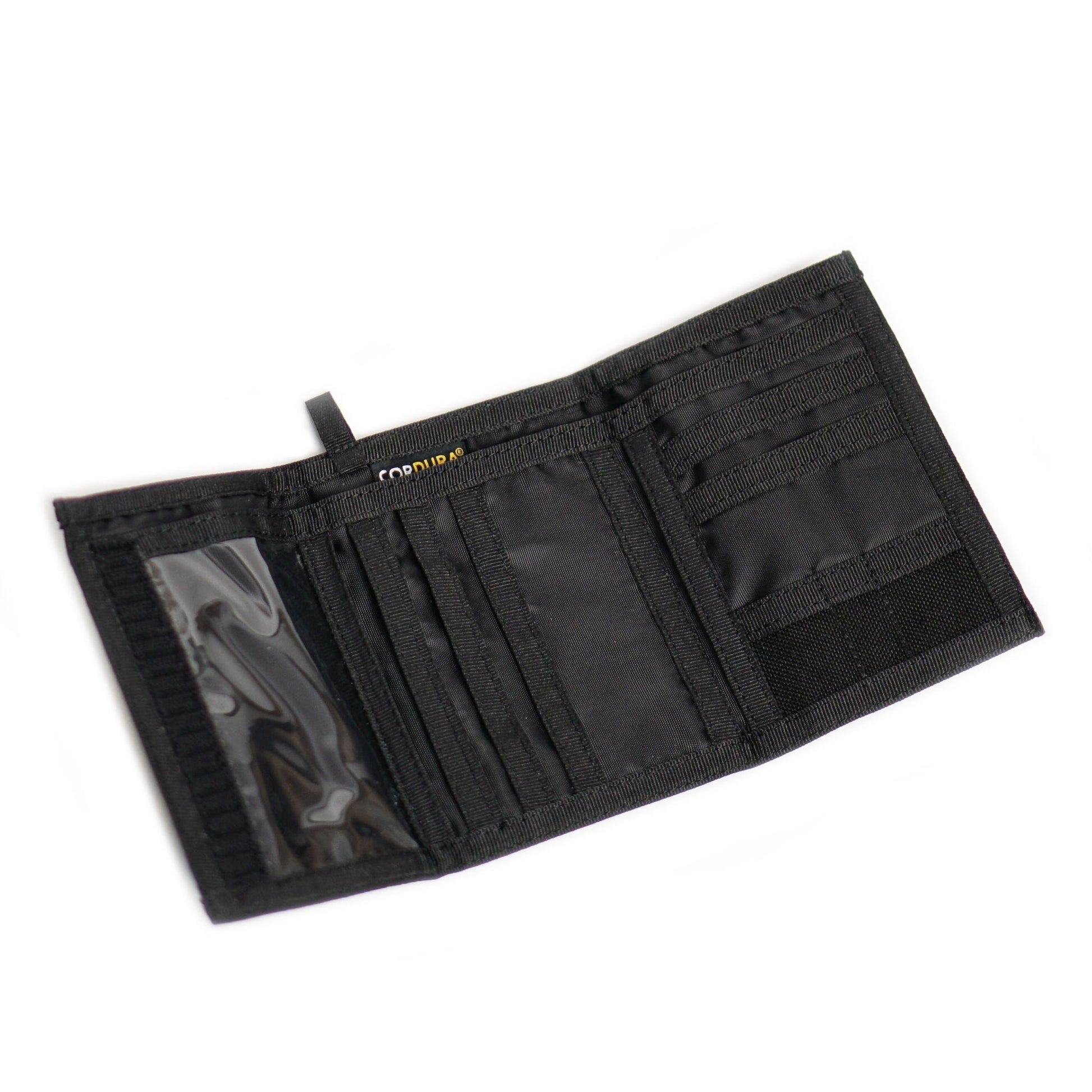 Chameleon Velcro Trifold Mens Wallet - Military Tactical Men Wallets - ID Card Holder - Canvas Thin Front Pocket Travel Wallet - Coin Zipper Pocket - Black - Leather Wallet for Men | Chameleon Wallets
