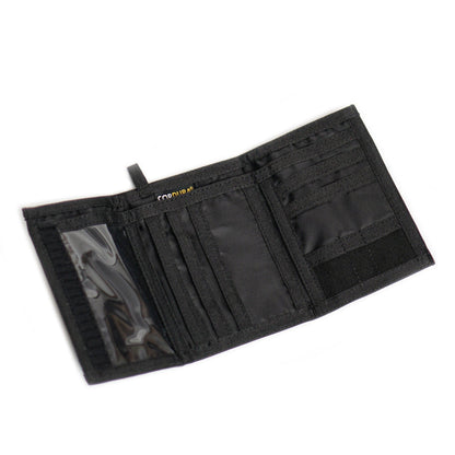 Chameleon Velcro Trifold Mens Wallet - Military Tactical Men Wallets - ID Card Holder - Canvas Thin Front Pocket Travel Wallet - Coin Zipper Pocket - Black - Leather Wallet for Men | Chameleon Wallets