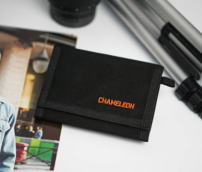 Chameleon Velcro Trifold Mens Wallet - Military Tactical Men Wallets - ID Card Holder - Canvas Thin Front Pocket Travel Wallet - Coin Zipper Pocket - Black - Leather Wallet for Men | Chameleon Wallets