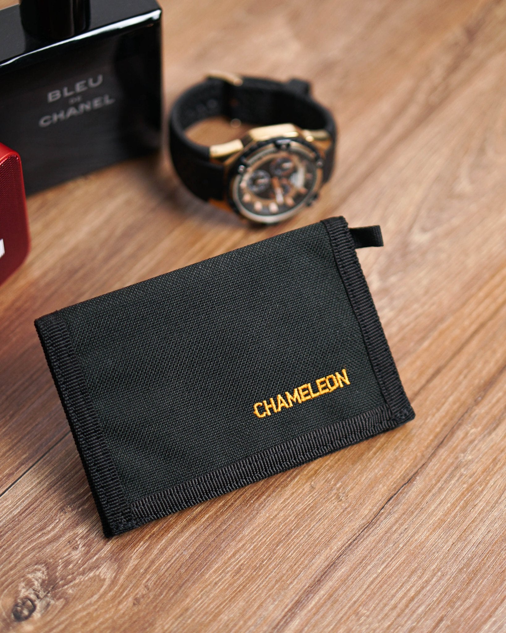 Chameleon Velcro Trifold Mens Wallet - Military Tactical Men Wallets - ID Card Holder - Canvas Thin Front Pocket Travel Wallet - Coin Zipper Pocket - Black - Leather Wallet for Men | Chameleon Wallets