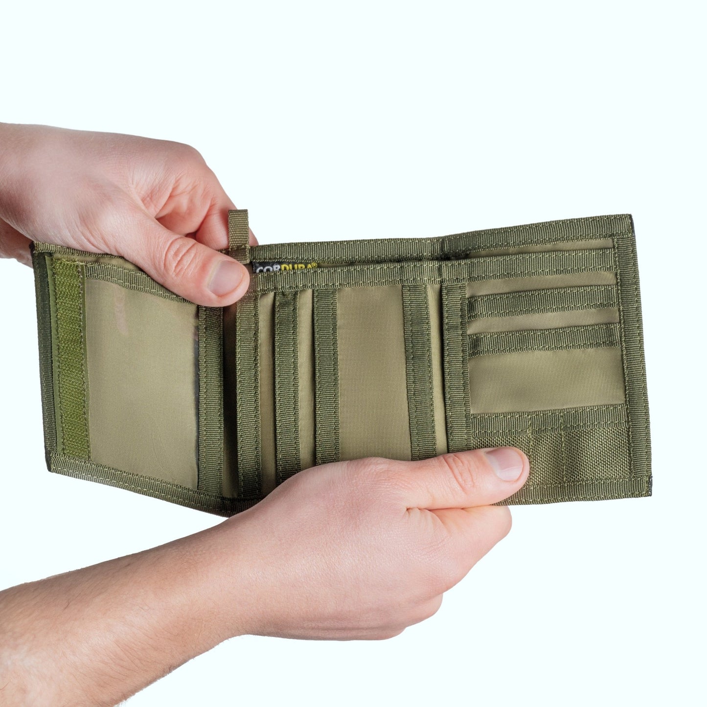 Chameleon Velcro Trifold Mens Wallet - Military Tactical Men Wallets - ID Card Holder - Canvas Thin Front Pocket Travel Wallet - Coin Zipper Pocket - Olive - Leather Wallet for Men | Chameleon Wallets