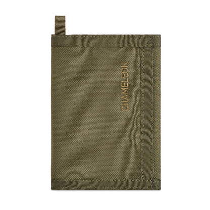 Chameleon Velcro Trifold Mens Wallet - Military Tactical Men Wallets - ID Card Holder - Canvas Thin Front Pocket Travel Wallet - Coin Zipper Pocket - Olive - Leather Wallet for Men | Chameleon Wallets