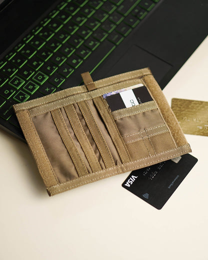 Chameleon Velcro Bifold Mens Wallet - Military Tactical Men Wallet - Canvas Thin Front Pocket Travel Bi - Fold Wallet - Best Nylon Travel Pouch - Coyote - Leather Wallet for Men | Chameleon Wallets